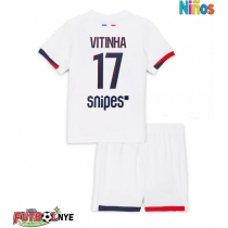 Camiseta Paris Saint-Germain Vitinha #17 Visitante Equipación para niños 2025-26 manga corta (+ pantalones cortos)